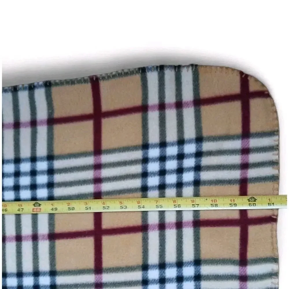 Nova Check Throw Blanket 61x48 Plaid Tan Black Classy Classic Sofa Bed Cozy Soft